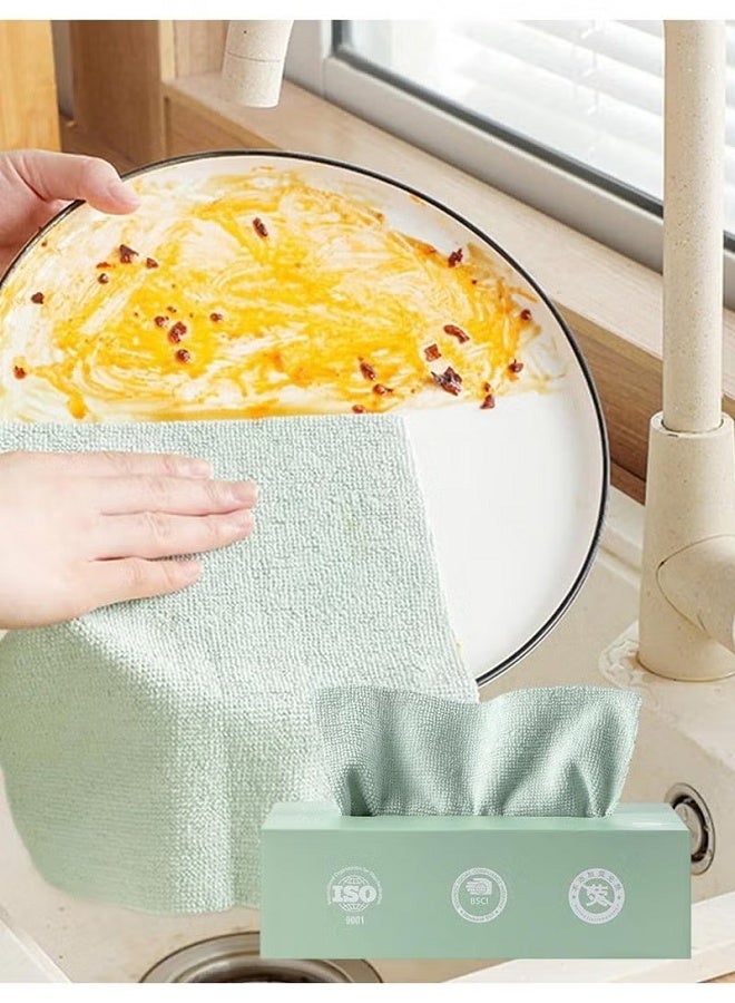 مجموعة 20قطعة من مناشف المايكروفايبر مع علبة مناديل سحب سحرية – قماش تنظيف متعدد الوظائف قابل للسحب لتنظيف الأطباق وزجاج السيارة والنوافذ – أقمشة تنظيف قوية للمنزل والمطبخ قابلة لإعادة الاستخدام - Image 2